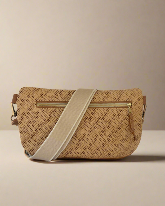 Raffia Embossed Leather Crossbody